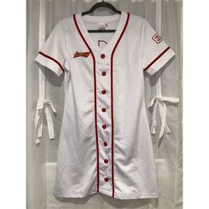 White & Red Budweiser #1 Button Up Dress Size Large